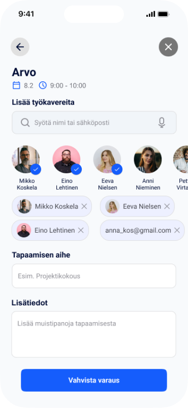 Arvo interface — screen 1
