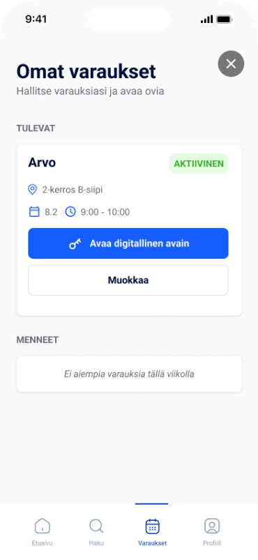 Arvo interface — screen 2