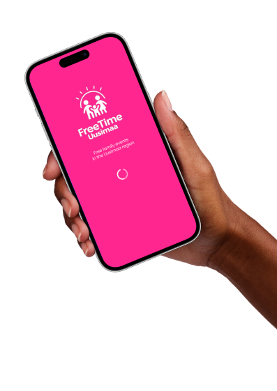FreeTime Uusimaa mobile interface mockup