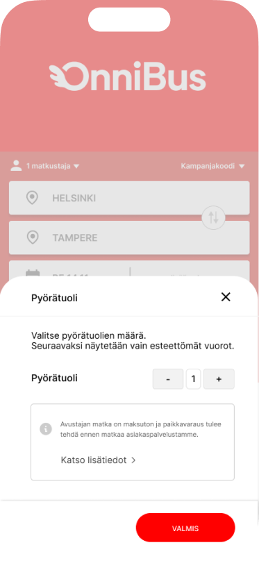 OnniBus interface — screen 1